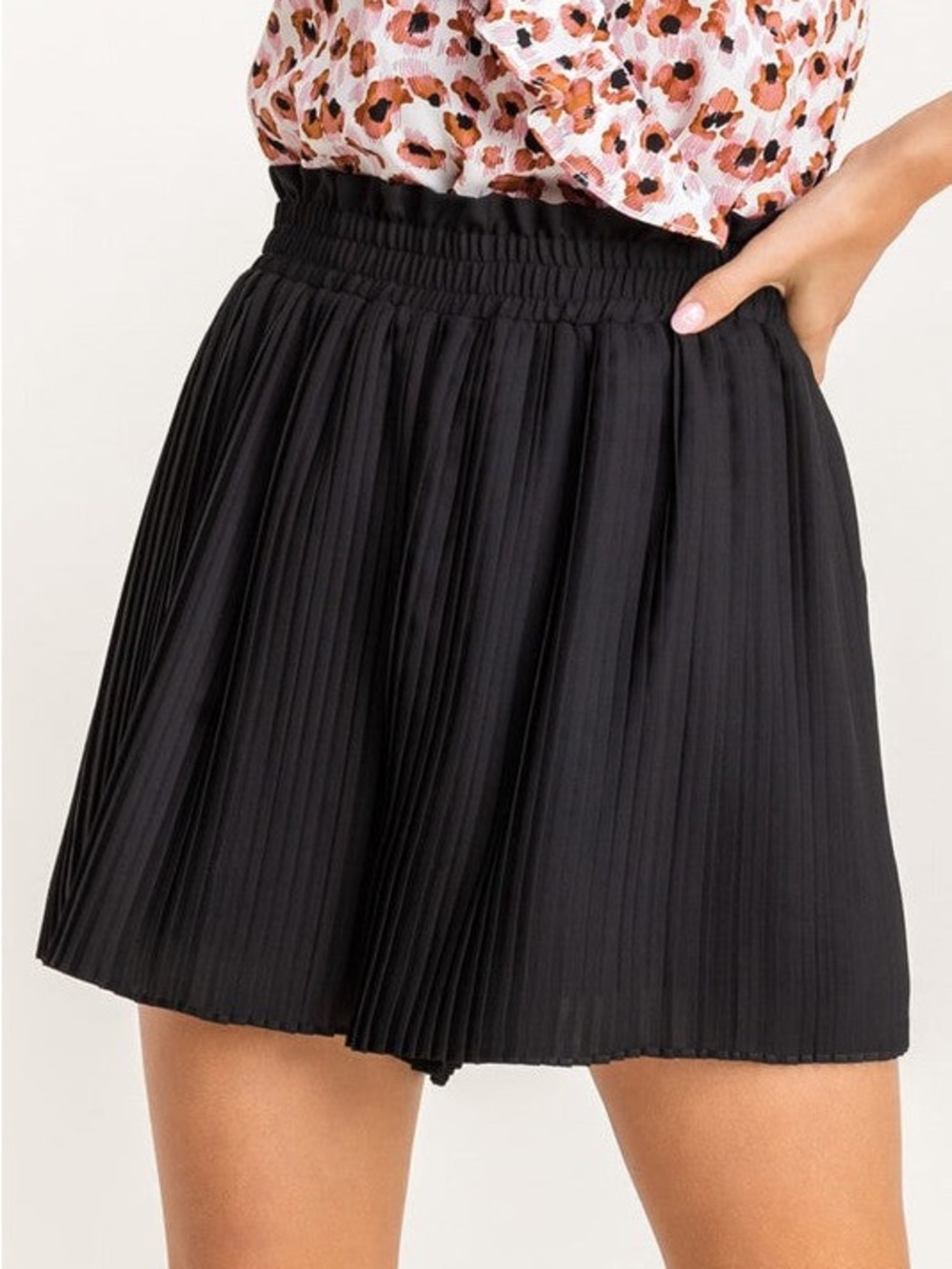 Pleated High Waist Shorts